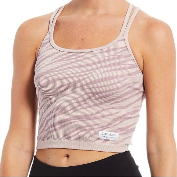 Calvin Klein Performance Tops - Calvin Klein Performance Textured Zebra Print Cropped Top